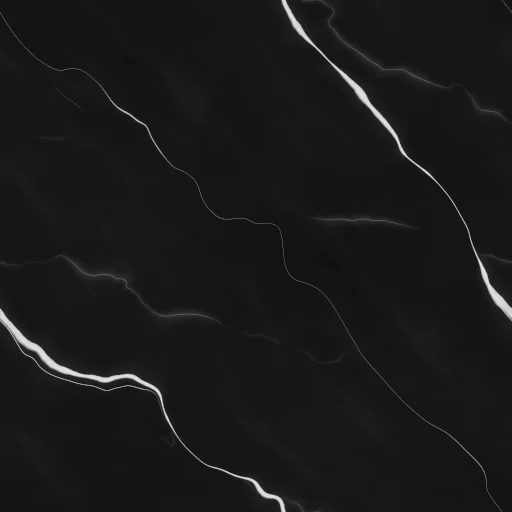 Nero Venato demonstration swatch: deep black marble look with fine white veining
